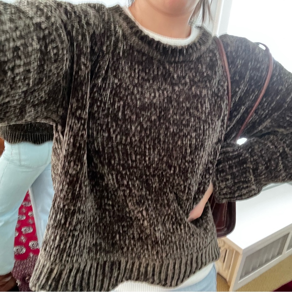 Zara Knit Olive Chenille Sweater